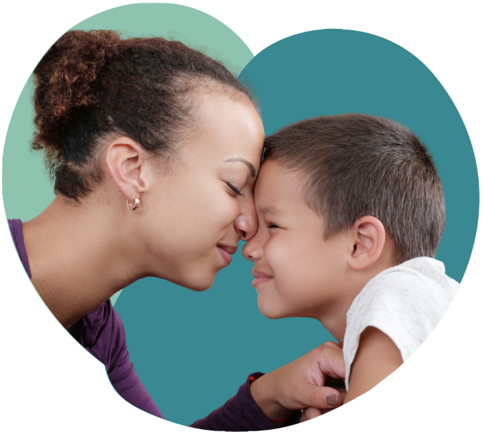 Mother and child bump noses Mother and child bump noses